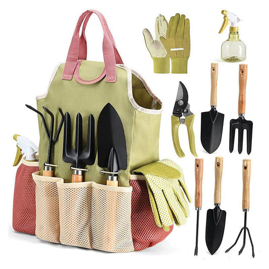 Premium 9-Piece Carbon Steel Garden Tool Set with Organizer Tote Bag - Heavy Duty Gardening Hand Kit with V888-ELOSUNG52193