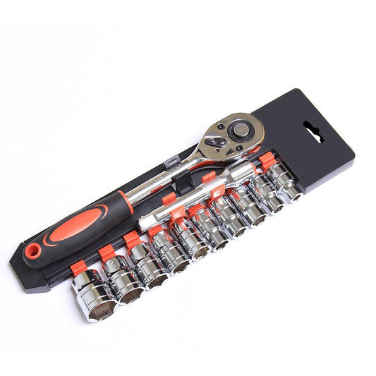 12PCS Portable 1/4 Inch Ratchet Socket Wrench Set - 10 Sizes Metric Socket Set, Quick Release Reversible V888-ELOSUNG52198