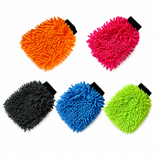 5PCS Chenille Car Wash Mitts, Thickened Microfiber Cleaning Gloves - Double Sided Soft Coral Fleece Sponge V888-ELOSUNG52200