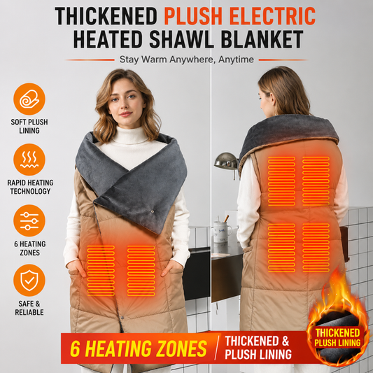 Dark Blue Wearable Heated Blanket Shawl for Women - USB Powered Electric Heating Wrap with 6 Carbon Fiber V888-ELOSUNG52210