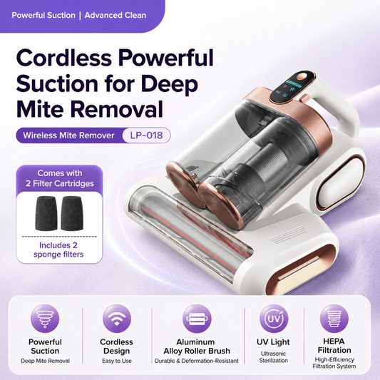 Blue and Gold Wireless UV Mattress Vacuum Cleaner and Handheld Mite Removal Vacuum - Portable Bed Cleaner V888-ELOSUNG52223