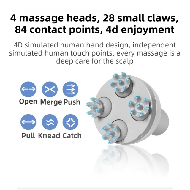 Pink Wireless Electric Scalp Massager with 28 Soft Silicone Massage Claws Storage Base - Rechargeable V888-ELOSUNG52232