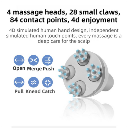 Pink Wireless Electric Scalp Massager with 28 Soft Silicone Massage Claws Storage Base - Rechargeable V888-ELOSUNG52232