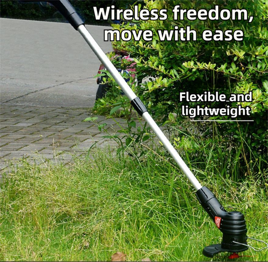 Cordless Electric Grass Trimmer and Rechargeable Telescopic Lawn Mower with 76-105cm Aluminium Pole - V888-ELOSUNG52236