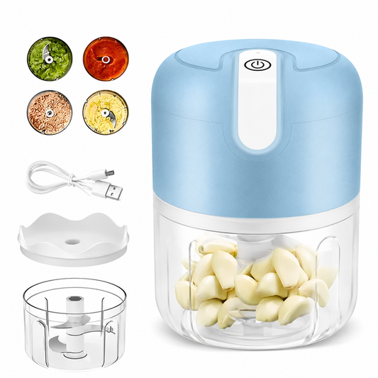 Blue 250ML Electric Mini Food Processor & Garlic Chopper with 3 Stainless Steel Blades & USB Charging - V888-ELOSUNG52252