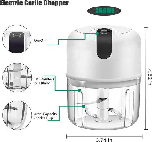 Pink 300ML Electric Mini Food Processor & Garlic Chopper with Glass Bowl,3 Stainless Steel Blades & USB V888-ELOSUNG52255