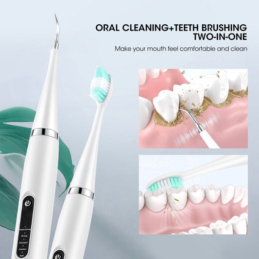 2-in-1 Black Rechargeable Electric Teeth Cleaner & Plaque Remover - Home Waterproof 5-Mode Adjustable 31000 V888-ELOSUNG52268