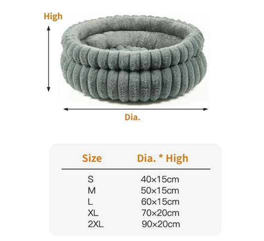 Coffee Plush Round Pet Bed with Gap Entry & Removable Cushion S Size - Thickened Warm Anti Slip Cats and Dogs V888-ELOSUNG52271