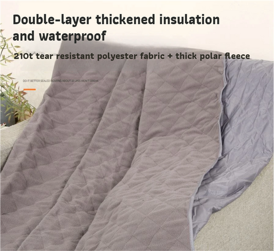 200 x 140cm Black Large Double Layer Waterproof Thick Fleece Camping Blanket Picnic Mat, Portable Travel V888-ELOSUNG52290