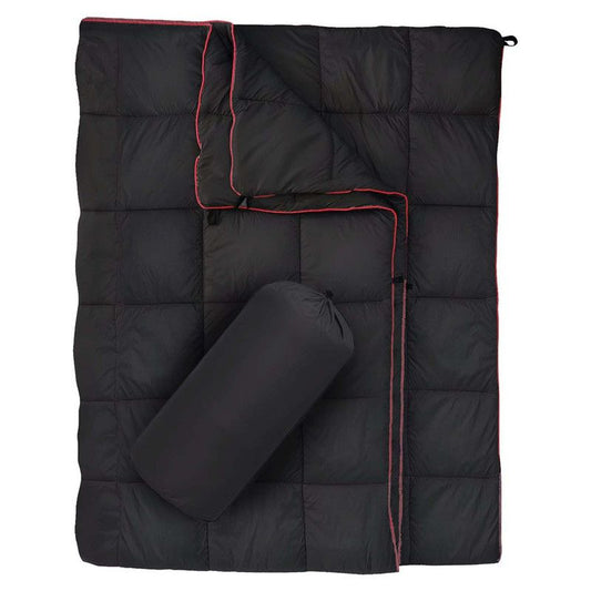 200x140cm Black Large Outdoor Camping Down Cotton Wearable Warmth Blanket, Quilted Poncho Shawl Throw with V888-ELOSUNG52301