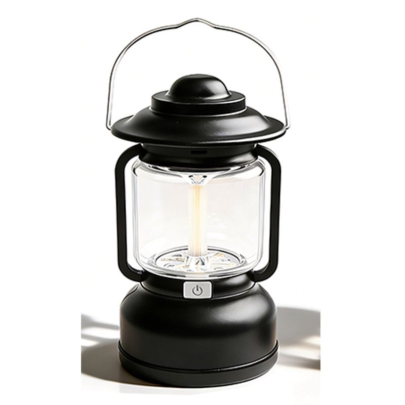 Black Vintage LED Outdoor Camping Lantern with Warm Ambient Light - 7 Lighting Modes, 24H Long Runtime, USB-C V888-ELOSUNG52307
