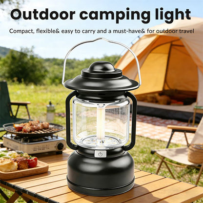 Red Vintage LED Outdoor Camping Lantern with Warm Ambient Light - 7 Lighting Modes, 24H Long Runtime, USB-C V888-ELOSUNG52309