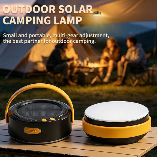 LY20 Black and Yellow Compact Solar Camping Lantern for Home Travel Use, Outdoor LED Emergency Tent Lamp and V888-ELOSUNG52315