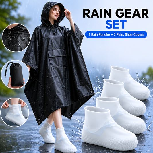 3-in-1 Black Camping Rain Poncho / Outdoor Shelter Tarp / Ground Sheet (82.7 x 55 inch) with 2 Pairs Rain V888-ELOSUNG52317