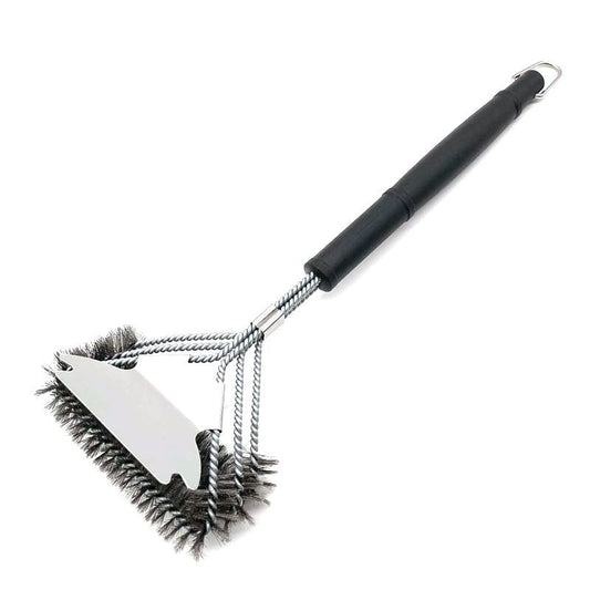 3-Row Heavy Duty BBQ Wire Grill Cleaning Brush with Scraper, Barbecue Grill Grate Cleaner for Gas Charcoal V888-ELOSUNG52324