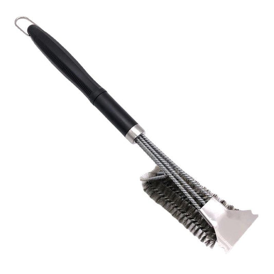 BBQ Grill Cleaning Brush with 3-Row Stainless Steel Wire Bristles, Detachable Handle and Scraper - Heavy Duty V888-ELOSUNG52325