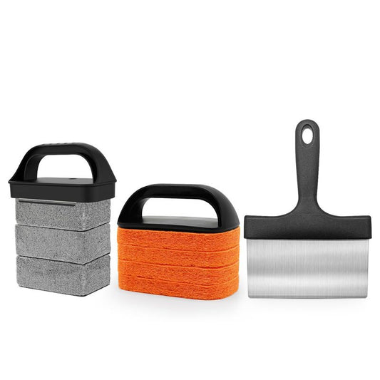 10-Piece BBQ Grill Cleaning Kit - Grill Scraper, 3 Cleaning Blocks & 4 Nylon Scouring Pads and 2 Ergonomic V888-ELOSUNG52326