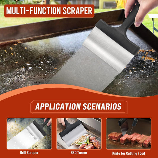 10-Piece BBQ Grill Cleaning Kit - Grill Scraper, 3 Cleaning Blocks & 4 Nylon Scouring Pads and 2 Ergonomic V888-ELOSUNG52326