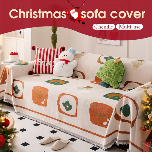 180 x 340 CM Christmas Jacquard Chenille Sofa Cover Throw Blanket with Tassel Fringe (Style 2), Elegant V888-ELOSUNG52341