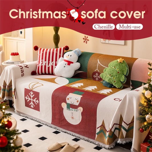 180 x 130 CM Christmas Jacquard Chenille Sofa Cover Throw Blanket with Tassel Fringe (Style 3), Elegant V888-ELOSUNG52342