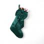 18 Inch Oversized Green Luxury Velvet Christmas Stocking with Bow & Loop, Fireplace Hanging Gift Bag, Holiday V888-ELOSUNG52347