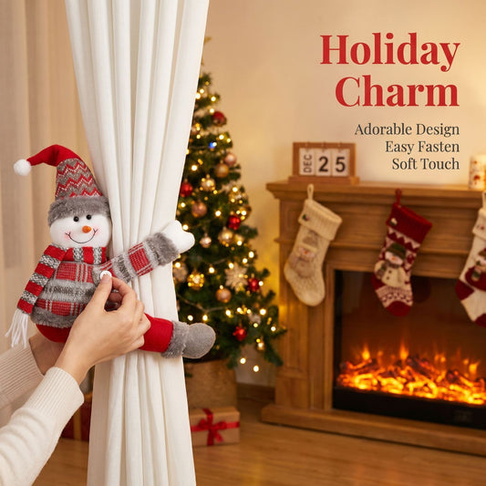 Snowman Christmas Curtain Tiebacks, Large Plush Doll Holdbacks - Curtain Festival Charm for Christmas in V888-ELOSUNG52352