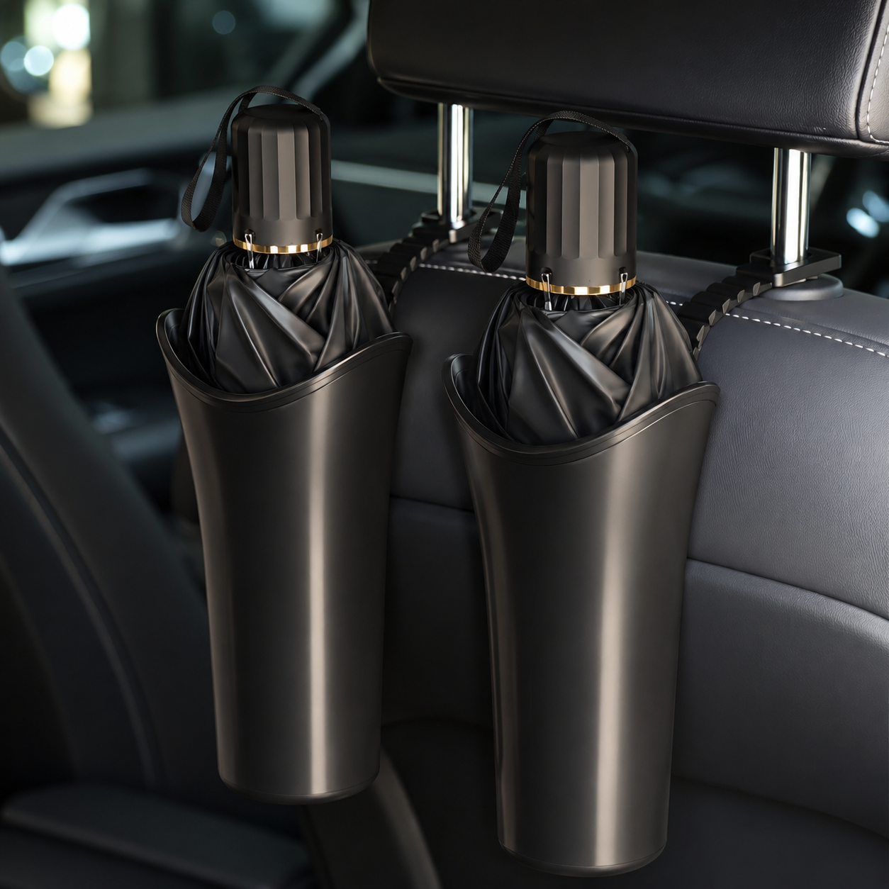 2-Pack Car Umbrella Holder & Waterproof Storage Bucket with Hanging Hook - Multi-Purpose Umbrella Organizer, V888-ELOSUNG52366
