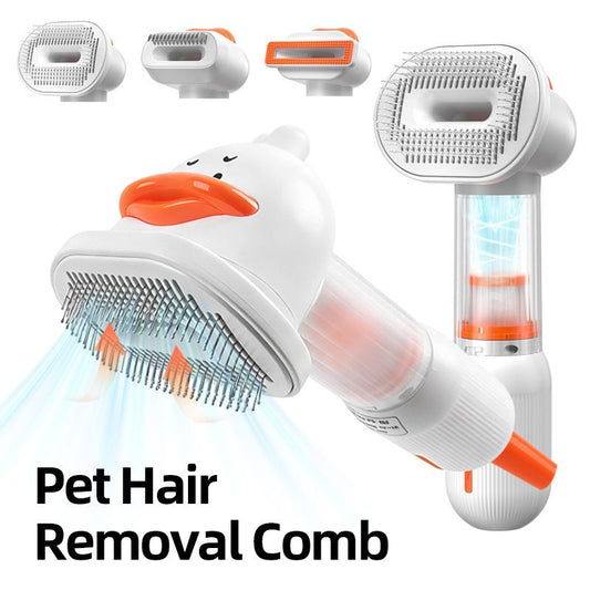 White Rechargeable Pet Grooming Vacuum Brush and Hair Deshedding Comb with 140 degrees Curved Pin Comb & V888-ELOSUNG52378