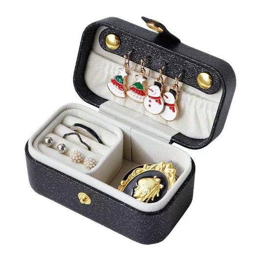 Black Waterproof PU Leather Jewelry Travel Case with Removable Ring Tray, Portable Mini Jewelry Organizer Box V888-ELOSUNG52393
