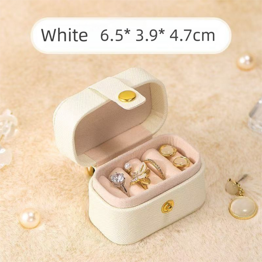White Waterproof PU Leather Jewelry Travel Case, Portable Mini Jewelry Organizer Box for Rings Earrings V888-ELOSUNG52394