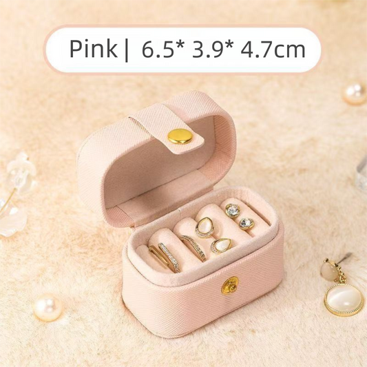 Pink Waterproof PU Leather Jewelry Travel Case, Portable Mini Jewelry Organizer Box for Rings Earrings V888-ELOSUNG52395