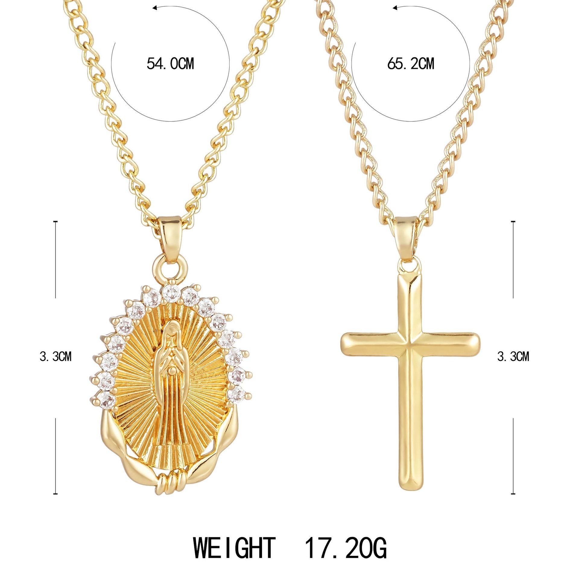 Jesus Cross Stackable Oval Pendant - Copper Plated Collarbone Chain with Jewelry Box, Christmas Easter Gift V888-ELOSUNG52424