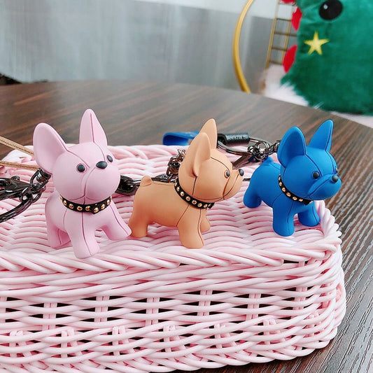 Black Cute Resin French Bulldog Keychain Pendant for Backpacks and Keys - Trendy Frenchie Dog Bag Hanging V888-ELOSUNG52432