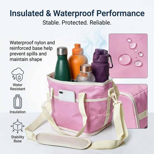Black Foldable 4-Zone Car Insulated Drink Carrier Bag Bonus 2 Pack Mutifunctional Headrest Hook Phone V888-ELOSUNG52436