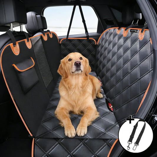 Waterproof Dog Car Rear Seat Protector 135 x 148CM - Durable Oxford Non Slip Pet Hammock with Storage Pockets V888-ELOSUNG52466
