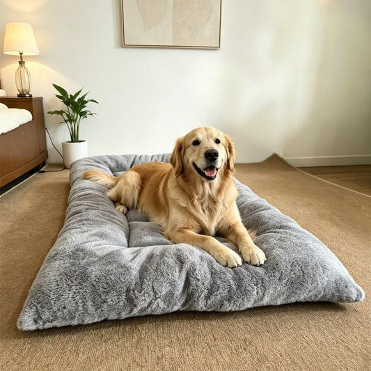 90 x 45CM Large Plush Pet Bed Mat for Dogs & Cats - Light Grey Double-Sided Soft Cushion, Breathable V888-ELOSUNG52528