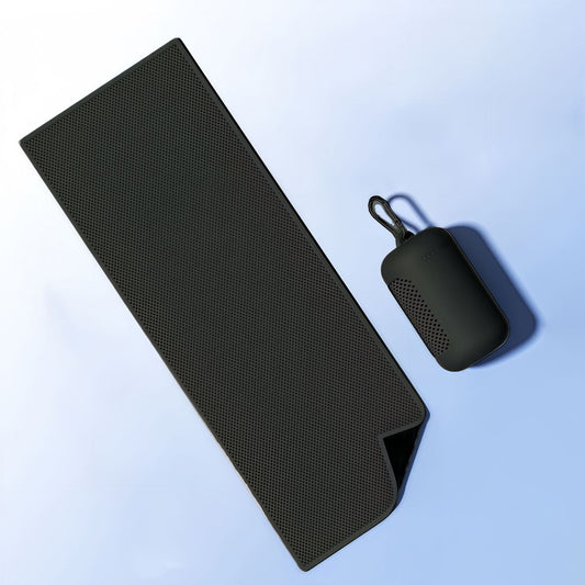 Black Cooling Towel with Silicone Case - Quick Dry Ice Towel for Sports, Gym, Running, Hiking, Breathable V888-ELOSUNG53044