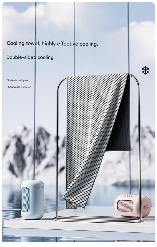 Black Cooling Towel with Silicone Case - Quick Dry Ice Towel for Sports, Gym, Running, Hiking, Breathable V888-ELOSUNG53044