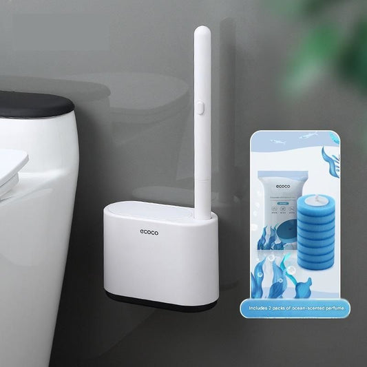 White and Black Disposable Toilet Brush with Wall Mount Holder set - No Touch Replacement System, 360 Degree V888-ELOSUNG53061