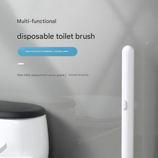 White and Black Disposable Toilet Brush with Wall Mount Holder set - No Touch Replacement System, 360 Degree V888-ELOSUNG53061