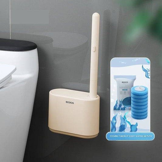 Beige Disposable Toilet Brush with Wall Mount Holder set - No Touch Replacement System, 360 Degree Rotating V888-ELOSUNG53062
