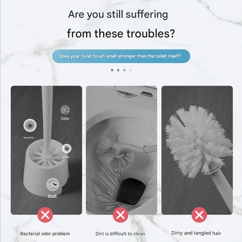 Beige Disposable Toilet Brush with Wall Mount Holder set - No Touch Replacement System, 360 Degree Rotating V888-ELOSUNG53062