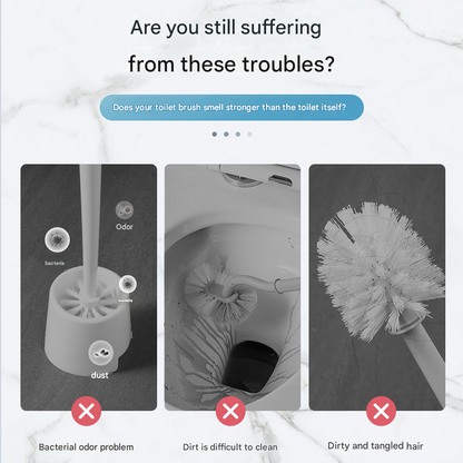 Beige Disposable Toilet Brush with Wall Mount Holder set - No Touch Replacement System, 360 Degree Rotating V888-ELOSUNG53062