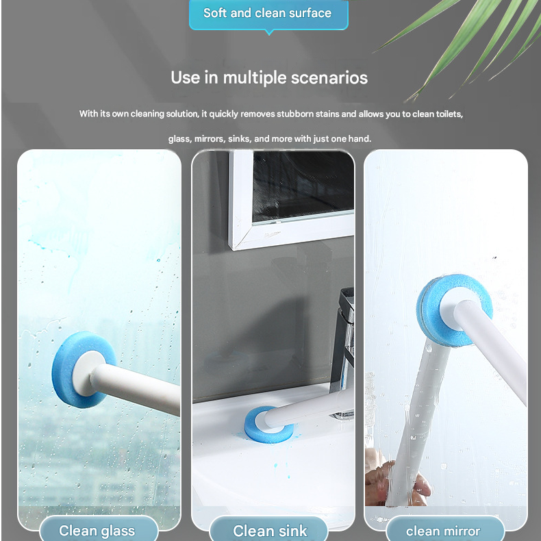Beige Disposable Toilet Brush with Wall Mount Holder set - No Touch Replacement System, 360 Degree Rotating V888-ELOSUNG53062