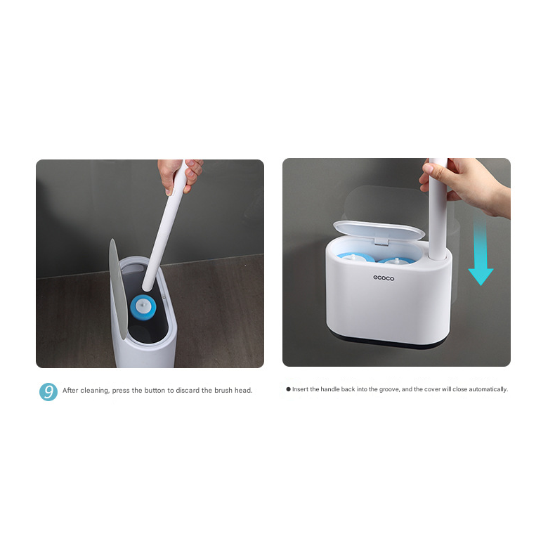 Beige Disposable Toilet Brush with Wall Mount Holder set - No Touch Replacement System, 360 Degree Rotating V888-ELOSUNG53062