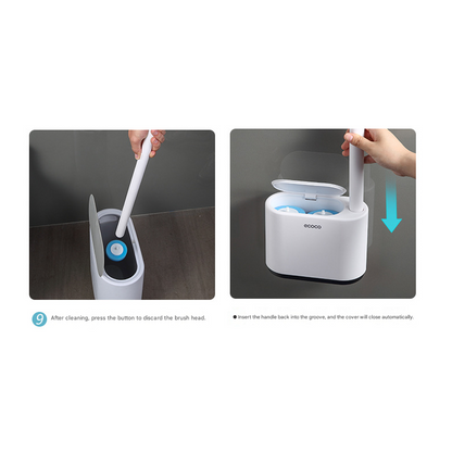 Beige Disposable Toilet Brush with Wall Mount Holder set - No Touch Replacement System, 360 Degree Rotating V888-ELOSUNG53062
