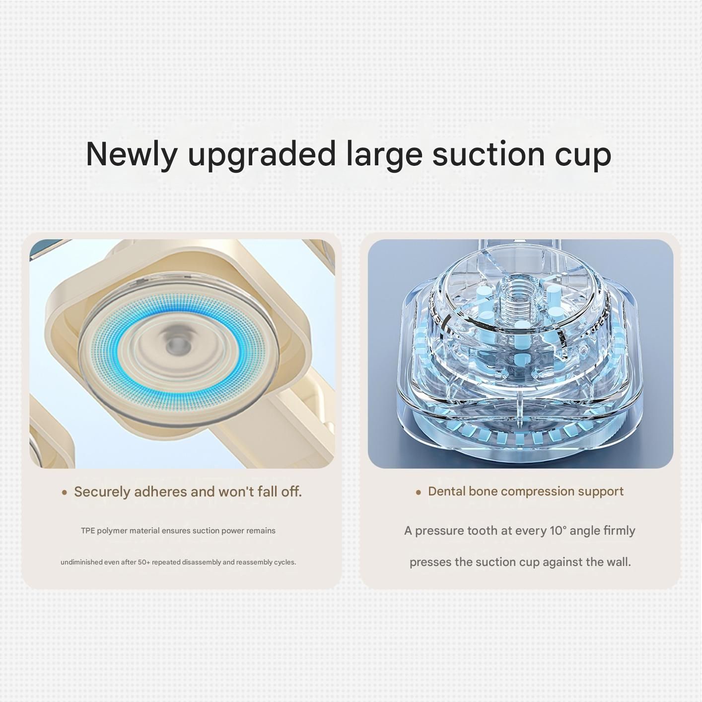 1 pack Milky white Suction Cup Mop and Broom Holder Wall Mount - No Drill Adhesive Hook for Bathroom, Kitchen V888-ELOSUNG53063