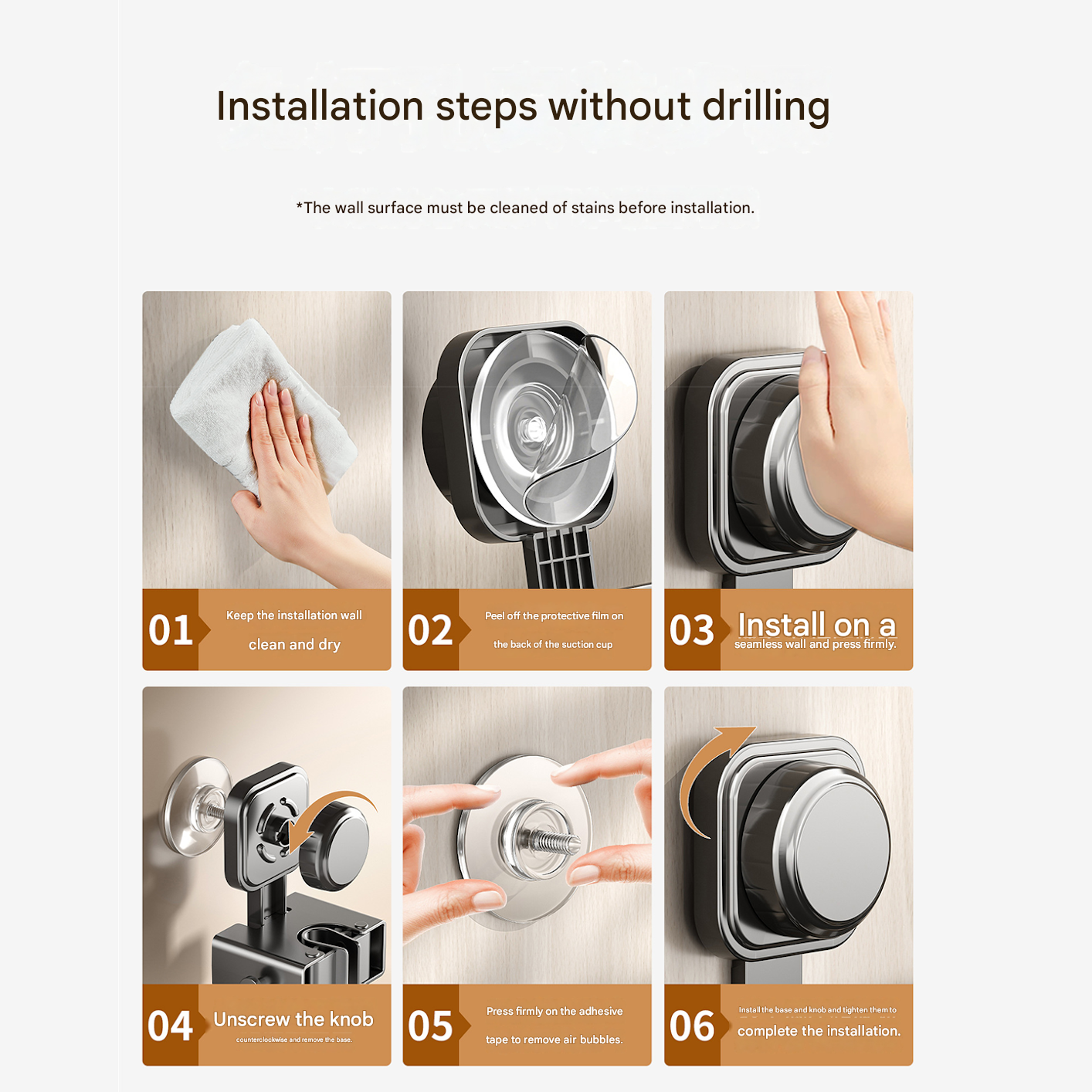1 pack Milky white Suction Cup Mop and Broom Holder Wall Mount - No Drill Adhesive Hook for Bathroom, Kitchen V888-ELOSUNG53063