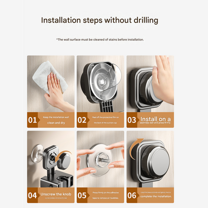4 pack Milky white Suction Cup Mop and Broom Holder Wall Mount - No Drill Adhesive Hook for Bathroom, Kitchen V888-ELOSUNG53070