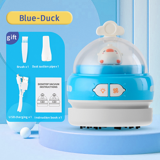 Blue-Duck Mini Animal Desktop Vacuum Cleaner - USB Rechargeable, Night Light, 2-Speed Suction, Detachable & V888-ELOSUNG53082